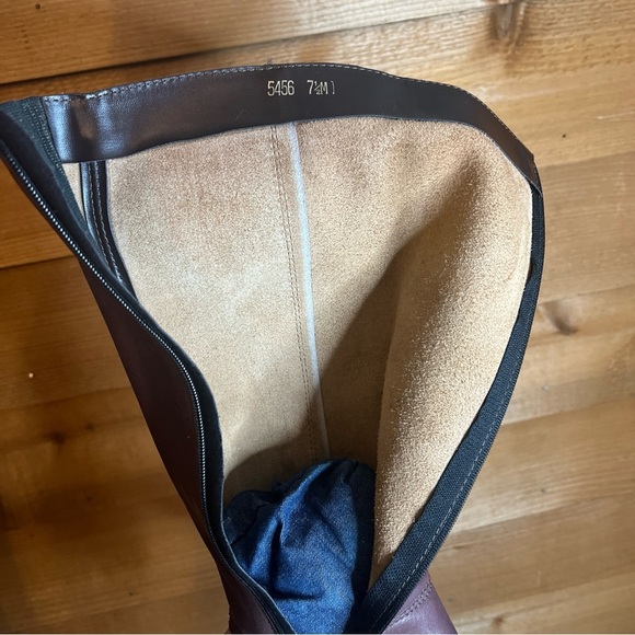 Vintage Brazilian leather Knee High Brown Heeled Boot buckle Classic west zip - Picture 9 of 9